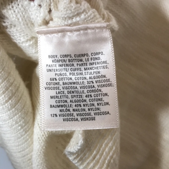 Anthropologie Knitted & Knotted Cream Lace Light Sweater size M - Picture 9 of 10